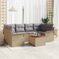 Conjunto de sofás de jardín 7 pcs Beige ratán sintético