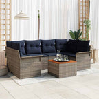 Conjunto de sofás de jardín 7 pcs Gris ratán sintético