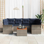 Conjunto de sofás de jardín 7 pcs Gris ratán sintético