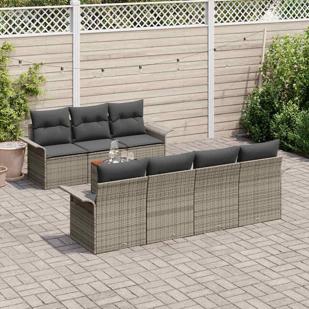 Conjunto de sofás de jardín 8 pcs Gris ratán sintético