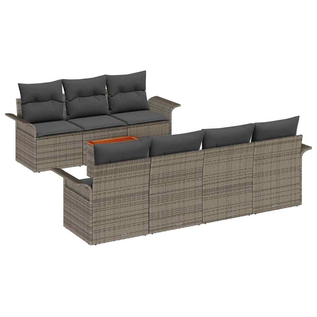 Conjunto de sofás de jardín 8 pcs Gris ratán sintético