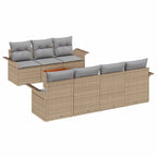 Conjunto de sofás de jardín 8 pcs Beige ratán sintético