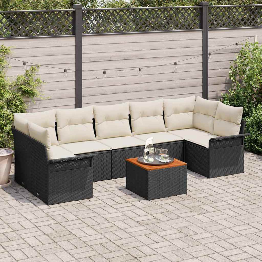 Conjunto de sofás de jardín 8 pcs Negro ratán sintético