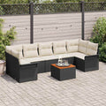 Conjunto de sofás de jardín 8 pcs Negro ratán sintético