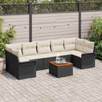 Conjunto de sofás de jardín 8 pcs Negro ratán sintético