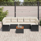 Conjunto de sofás de jardín 8 pcs Negro ratán sintético