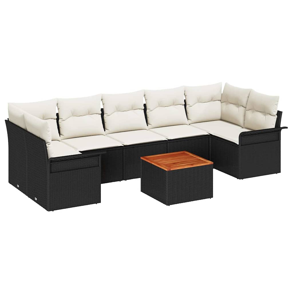 Conjunto de sofás de jardín 8 pcs Negro ratán sintético