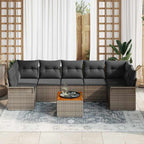 Conjunto de sofás de jardín 8 pcs Gris ratán sintético
