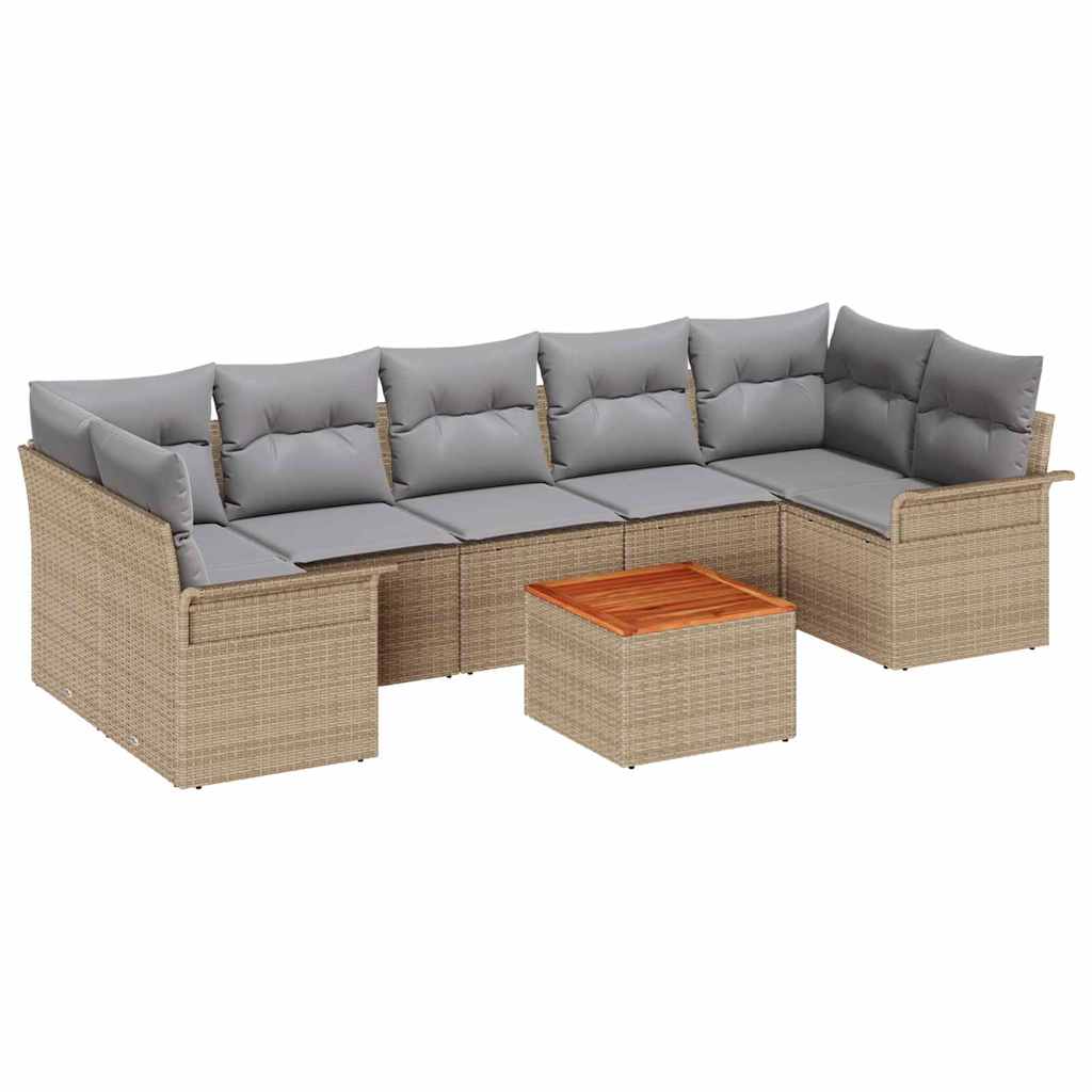 Conjunto de sofás de jardín 8 pcs Beige ratán sintético