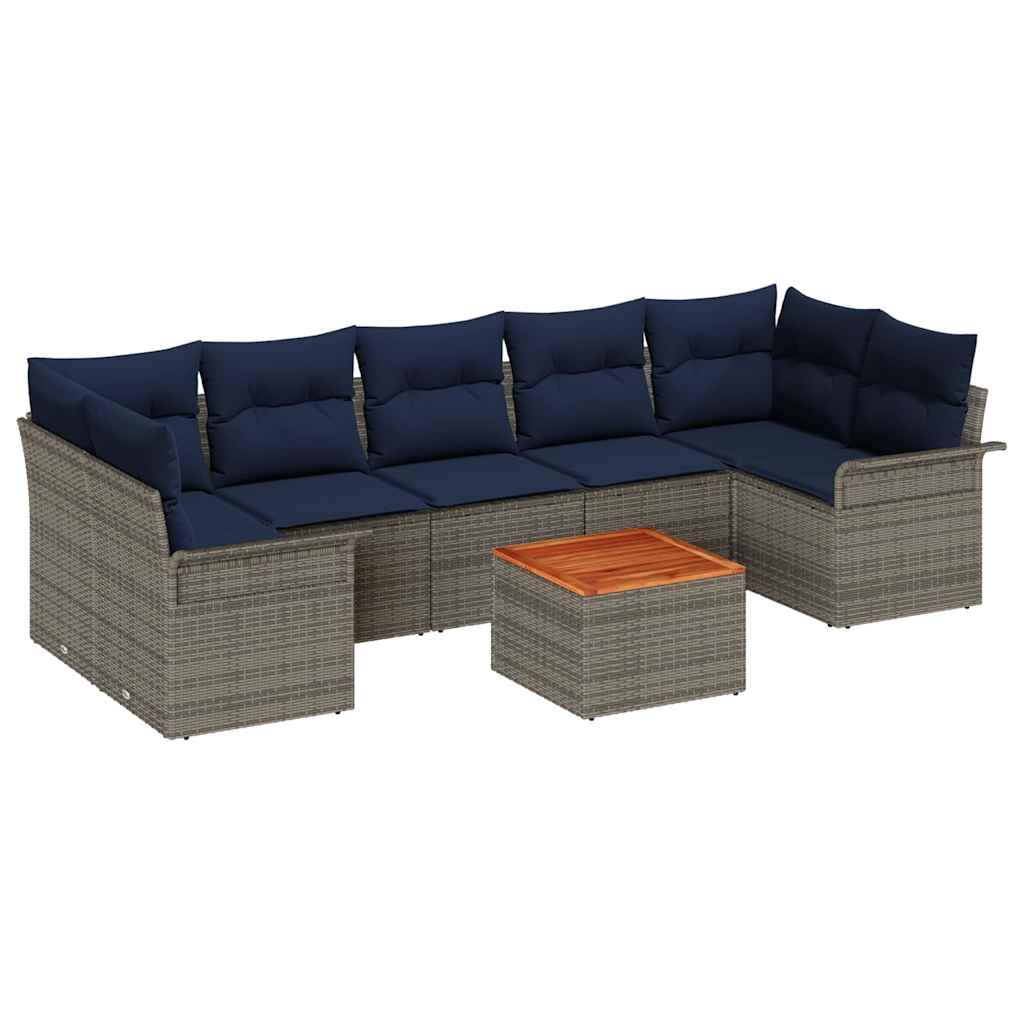 Conjunto de sofás de jardín 8 pcs Gris ratán sintético