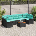 Conjunto de sofás de jardín 8 pcs Negro ratán sintético