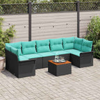 Conjunto de sofás de jardín 8 pcs Negro ratán sintético