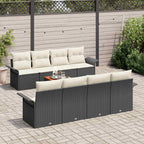 Conjunto de sofás de jardín 9 pcs Negro ratán sintético