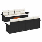 Conjunto de sofás de jardín 9 pcs Negro ratán sintético