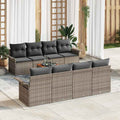 Conjunto de sofás de jardín 9 pcs Gris ratán sintético