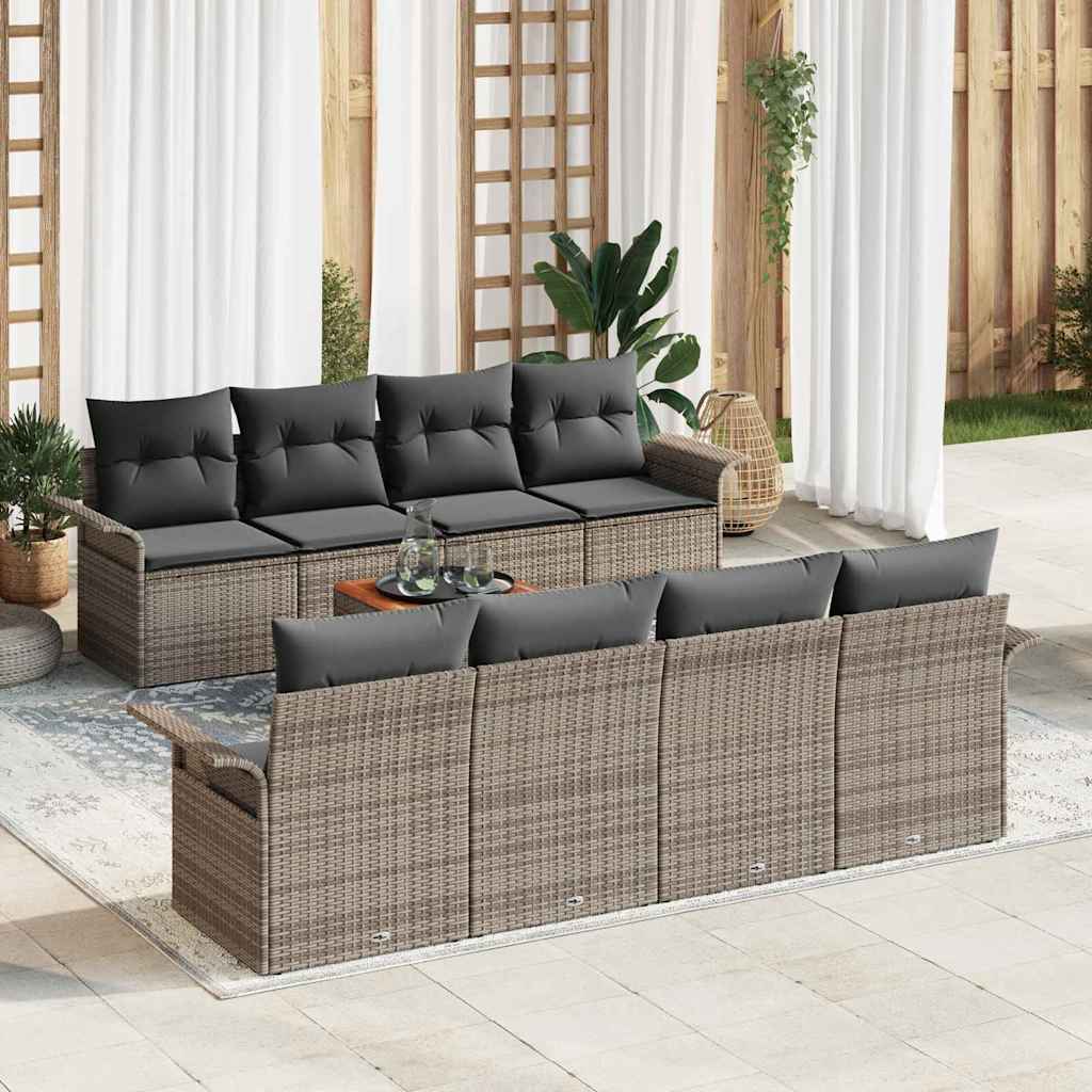 Conjunto de sofás de jardín 9 pcs Gris ratán sintético