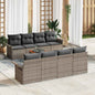 9-piece Garden Sofa Set Grey Poly Rattan