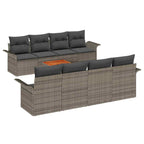 Conjunto de sofás de jardín 9 pcs Gris ratán sintético