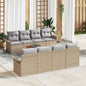 Conjunto de sofás de jardim 9 pcs Vime sintético Bege