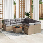 Conjunto de sofás de jardín 9 pcs Beige ratán sintético
