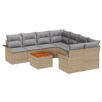 Conjunto de sofás de jardín 9 pcs Beige ratán sintético