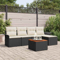 Conjunto de sofás de jardín 6 pcs Negro ratán sintético