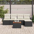 Conjunto de sofás de jardín 6 pcs Negro ratán sintético