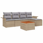 Conjunto de sofás de jardín 6 pcs Beige ratán sintético