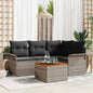 Conjunto de sofás de jardim 5 peças Bege vime sintético