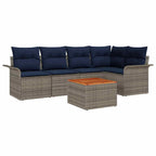 Conjunto de sofás de jardín 6 pcs Gris ratán sintético