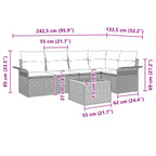 Conjunto de sofás de jardín 6 pcs Negro ratán sintético