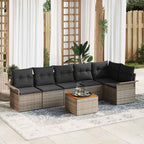 Conjunto de sofás de jardín 7 pcs Beige ratán sintético