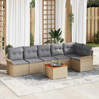 Conjunto de sofás de jardín 7 pcs Beige ratán sintético