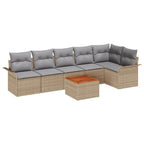 Conjunto de sofás de jardín 7 pcs Beige ratán sintético