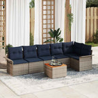 Conjunto de sofás de jardín 7 pcs Gris ratán sintético