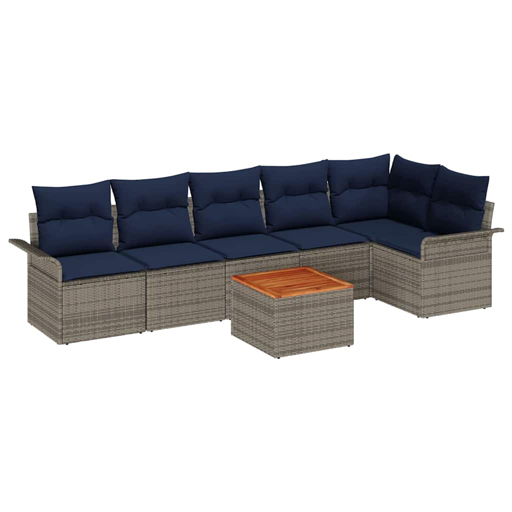 Conjunto de sofás de jardín 7 pcs Gris ratán sintético