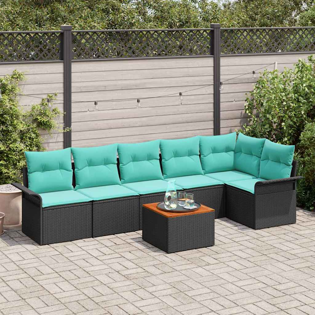 Conjunto de sofás de jardim 7 peças Cinzento vime sintético