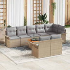 Conjunto de sofás de jardín 9 pcs Beige ratán sintético