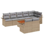 Conjunto de sofás de jardín 9 pcs Beige ratán sintético