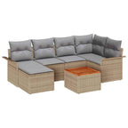 Conjunto de sofás de jardín 7 pcs Beige ratán sintético