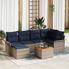 Conjunto de sofás de jardín 7 pcs Gris ratán sintético