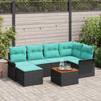 Conjunto de sofás de jardín 7 pcs Negro ratán sintético