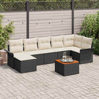 Conjunto de sofás de jardín 8 pcs Negro ratán sintético