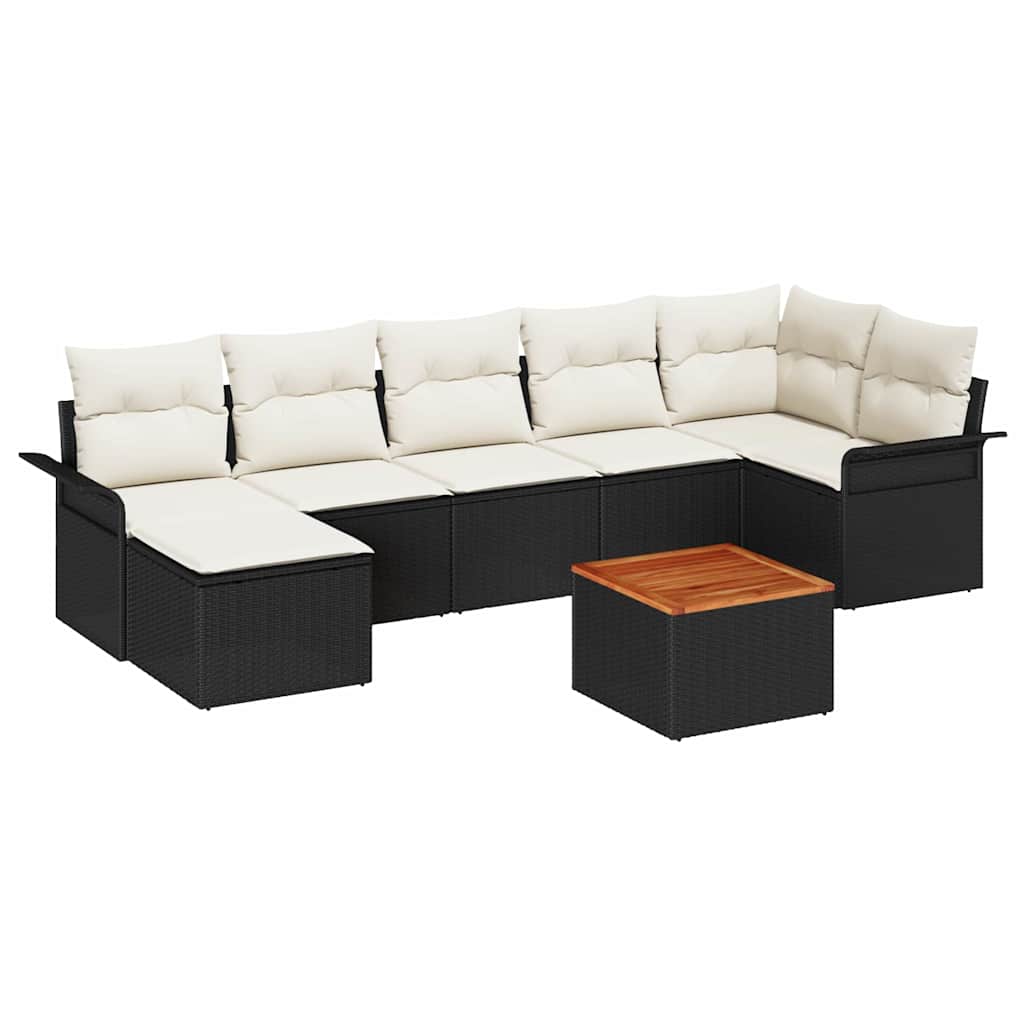 Conjunto de sofás de jardín 8 pcs Negro ratán sintético