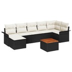 Conjunto de sofás de jardín 8 pcs Negro ratán sintético
