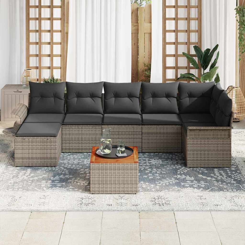 Conjunto de sofás de jardín 8 pcs Gris ratán sintético