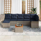 Conjunto de sofás de jardín 8 pcs Gris ratán sintético