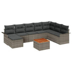 Conjunto de sofás de jardín 9 pcs Gris ratán sintético