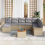 Conjunto de sofás de jardín 9 pcs Beige ratán sintético