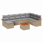 Conjunto de sofás de jardín 9 pcs Beige ratán sintético